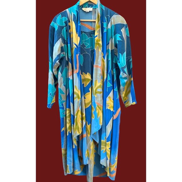 Vintage Don Marcello Hand Painted Silk Boho  Jacket Artisan Luxe Resortwear - Picture 1 of 7